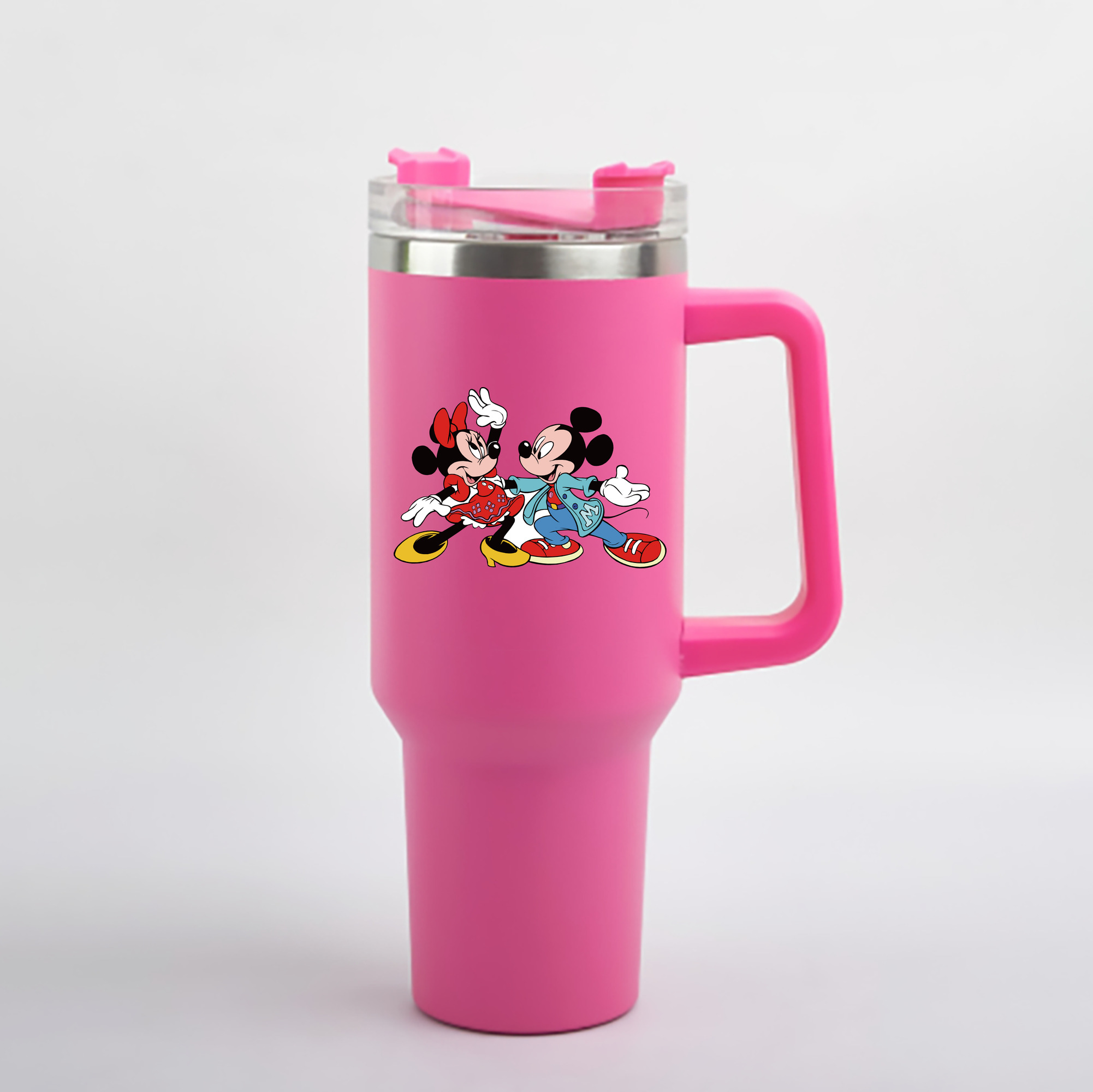 （画像用） ミッキーマウス Mickey Mouse 1200mL車用タンブラー - クリスタルステッカー（プラスチックストロー付き）